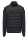 Moncler Quilted High Collar Cardigan Featuring Pockets In Black