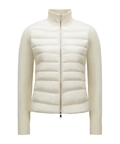 Moncler Padded Wool Zipper Down Jacket In White