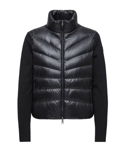 Moncler Padded Wool Zip-up Cardigan In Black