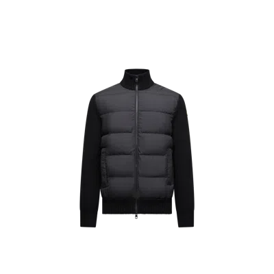 Moncler High Neck Zip-up Padded Cardigan In Black