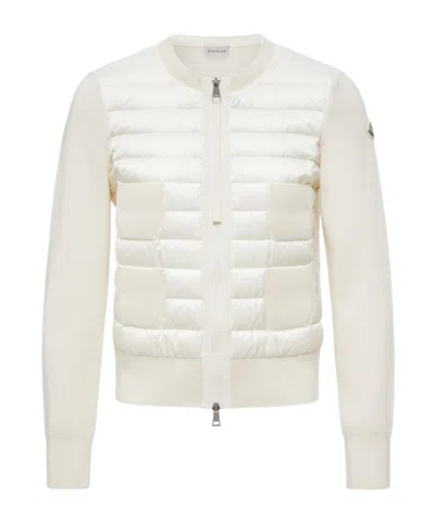 Moncler Wool Zip Up Jacket Padded Front In White