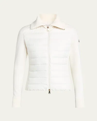 Moncler Padded Wool Zip-up Cardigan In White