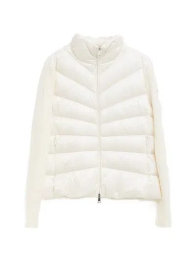 Moncler Padded Wool Zip-up Cardigan In White