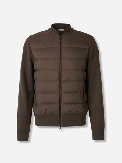 Moncler Padded Zip Cardigan In Brown