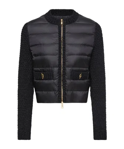 Moncler Padded Zip-up Cardigan In Black