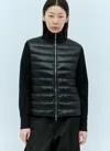 Moncler Knitted Sleeves Zip-up Jacket In Black