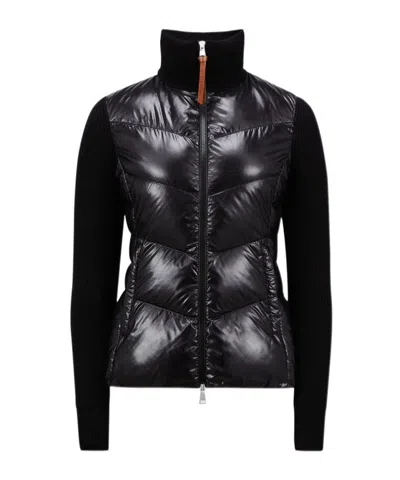 Moncler Padded Zip-up Cardigan In Black
