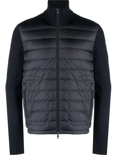 Moncler Padded Zip-up Cardigan Clothing In Blue