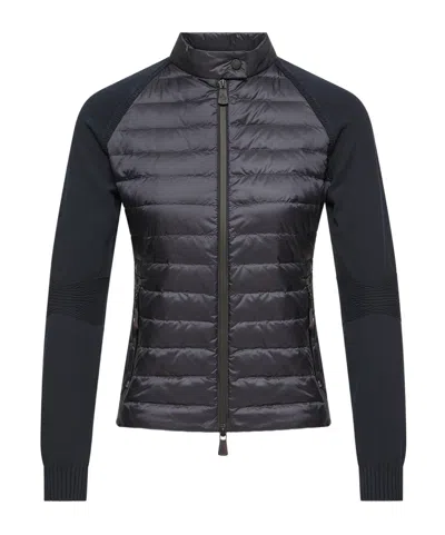 Moncler Padded Zip-up Cardigan In Blue