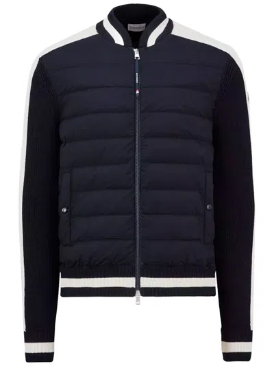 Moncler Padded Zip-up Cardigan In Blue
