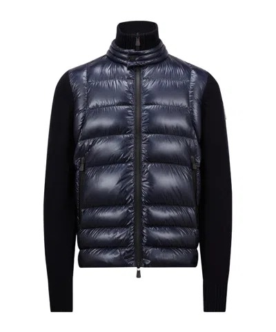 MONCLER MONCLER GRENOBLE LOGO PATCH PADDED KNIT CARDIGAN