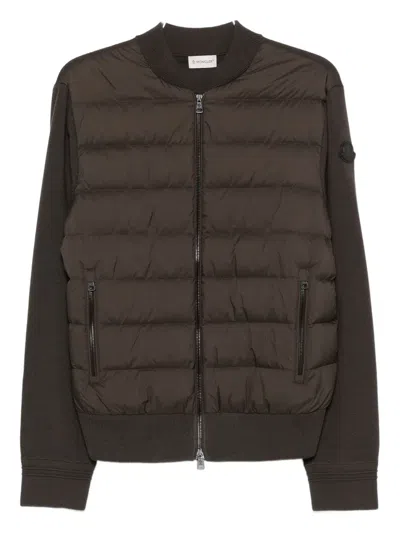 Moncler Padded Zip-up Cardigan In Brown