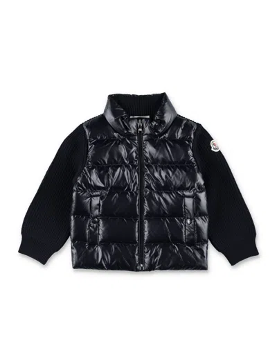 Moncler Kids' Padded Zip-up Cardigan In Navy