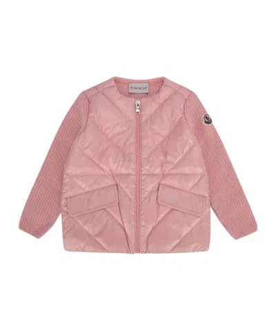 Moncler Padded Zip-up Cardigan In Pink