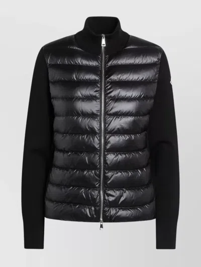 MONCLER PADDED ZIP UP CARDIGAN WITH HIGH COLLAR