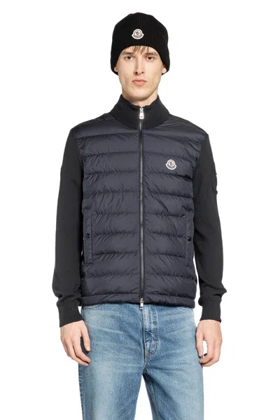 Moncler Padded Zip-up Cotton Cardigan In Blue