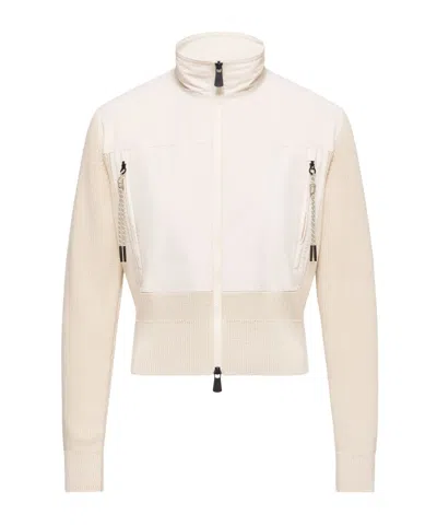 Moncler Padded Zip-up Cotton Cardigan In Neutral