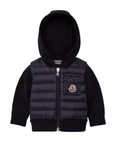 Moncler Padded Zip-up Cotton Hoodie In Blue