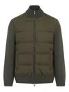 Moncler Quilted Front Cardigan With Ribbed Collar And Cuffs In Green