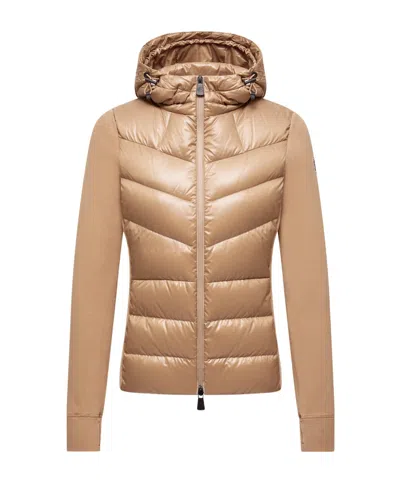Moncler Padded Zip-up Hoodie In Nude