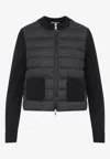 Moncler Wool And Quilted Shell Down Cardigan In Black