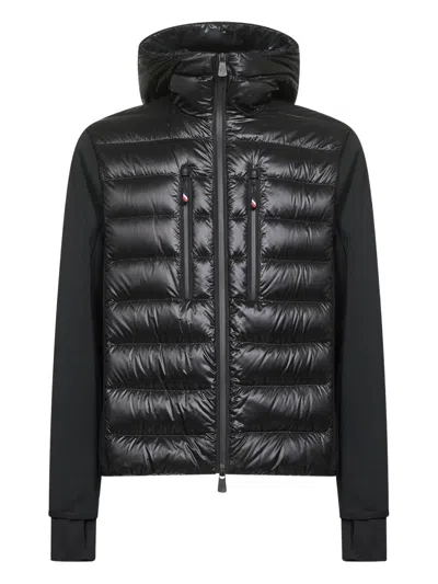 Moncler Hooded Long Sleeve Padded Cardigan In Black