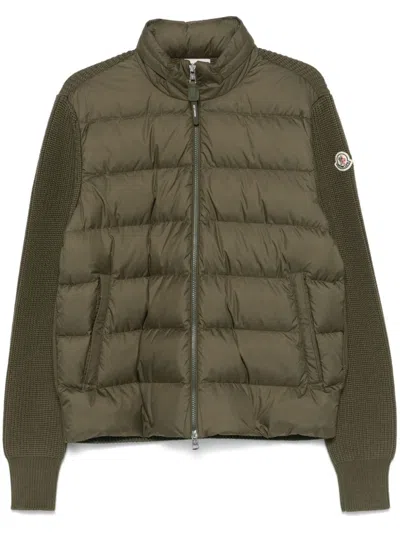 Moncler Padded Zip-up Cardigan In Green