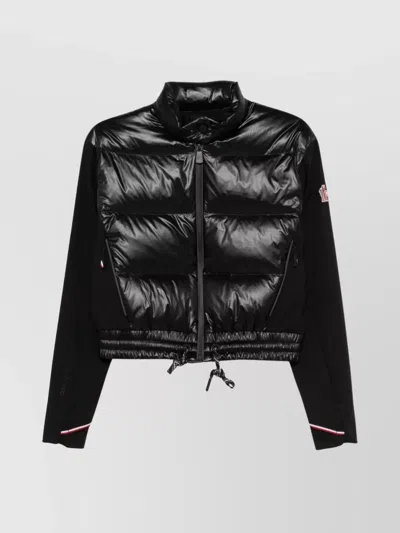 Moncler Padded Zip-up Jersey Cardigan With Drawstring Hem In Black