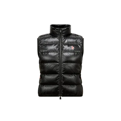 Moncler Padded Zip-up Jersey Vest Black