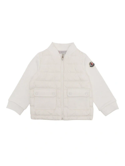 Moncler Babies' Padded Zip-up Sweatshirt In Bianco