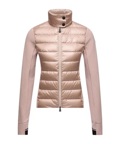 Moncler Padded Zip-up Sweatshirt In Pink