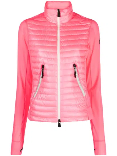 Moncler Logo-patch Padded-design Jacket In Pink
