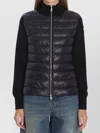 Moncler Women Padded Wool Cardigan With Zip In Black