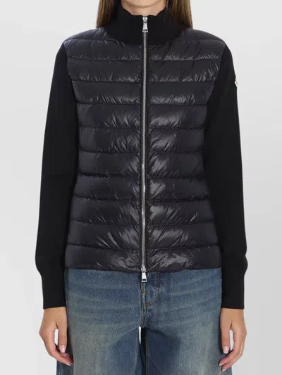 MONCLER PADDED ZIP WOOL CARDIGAN