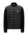 Moncler Wool And Padded Nylon Cardigan In Black