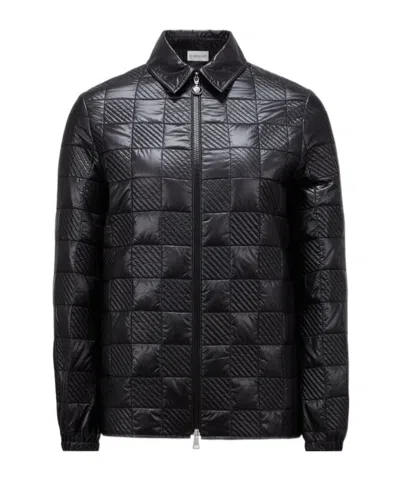 Moncler Padded Zipper Shirt Cotton Suit In Black