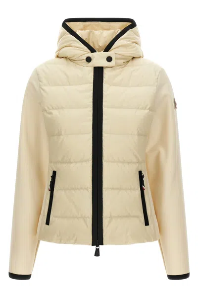 Moncler 'padded Zip-up' Cardigan In Gold
