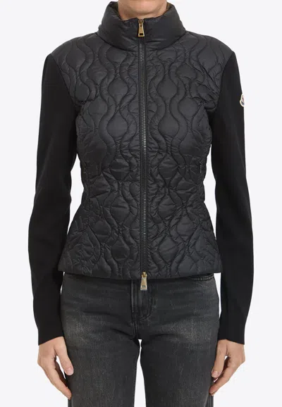 Moncler Padded Zip-up Cardigan In Black
