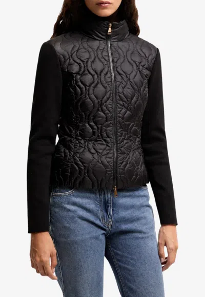 Moncler Padded Zip-up Cardigan In Black