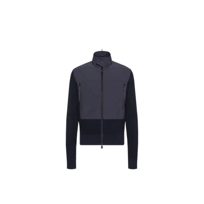 Moncler Cardigan Zippé En Coton Matelassé, Homme, Bleu, Taille: M In Blue
