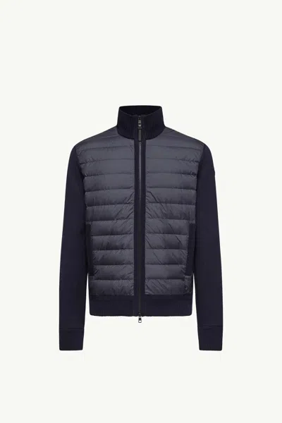 Moncler Padded Zip-up Wool Cardigan In Neutral