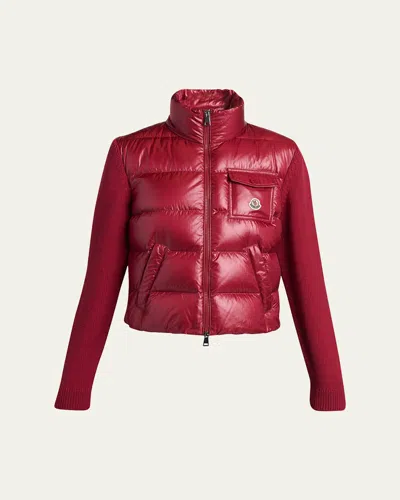 Moncler Padded Zip-up Wool Cardigan In Multi