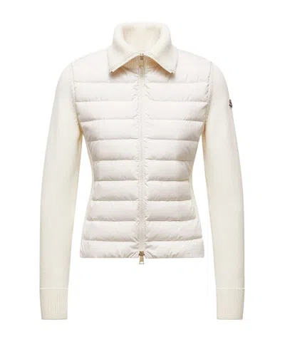 Moncler Padded Zip-up Wool Cardigan In White