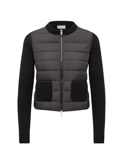 Moncler Padded-panel Cardigan In Black