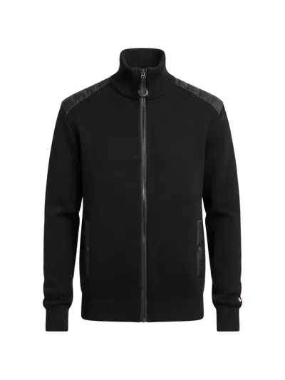 Moncler Padded-panel Knit Cardigan In Black
