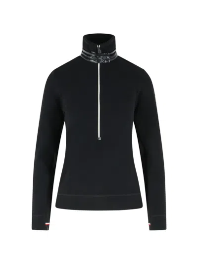 Moncler Padded-trim Half-zip Sweater In Black