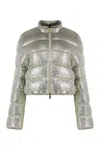 Moncler Short Down Jacket High Collar In Silver
