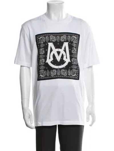 Pre-owned Moncler Paisley Print Crew Neck T-shirt In White