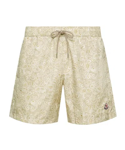 Moncler Paisley Print Swim Shorts In Green