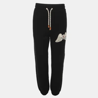Pre-owned Moncler Palm Angels Black Jersey Logo Patch Jogger Pants S
